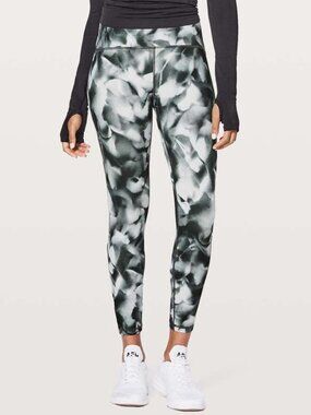 Lululemon Train Times Blush Blossom Black and White Women’s Size 4 Mesh Leggings